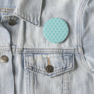 Badge Rond 5 Cm Latticerie Bleue, Quatrefoil, Trellis Marocain