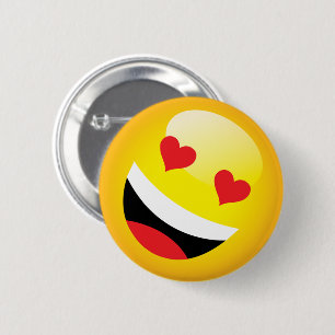 Badge Rond 5 Cm Laughing Heart Eyes Kawaii Emoji