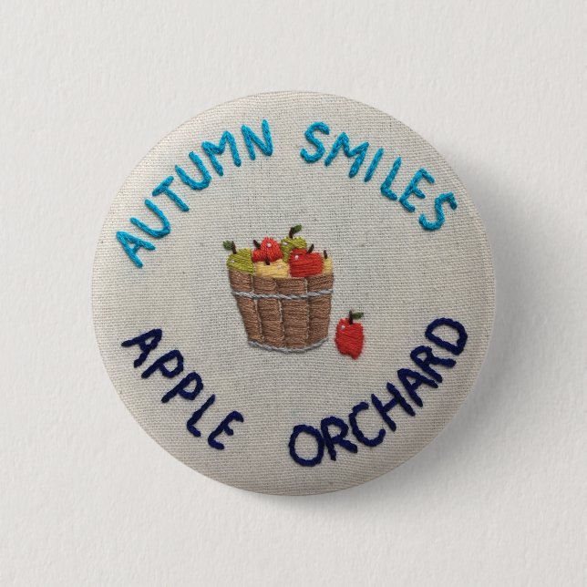 Badge Rond 5 Cm L'automne sourit champ de pommiers (Devant)