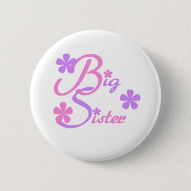 Badge Rond 5 Cm Lavande et soeur de rose grande (Devant)