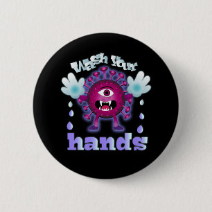 Badge Rond 5 Cm Lave-toi les mains