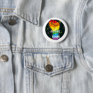 Badge Rond 5 Cm L'Avenir Est Également Élevé D'Un Poing