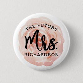 Badge Rond 5 Cm L'Avenir Mme Aquarelle Floral Pin