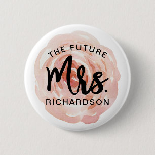 Badge Rond 5 Cm L'Avenir Mme Aquarelle Floral Pin