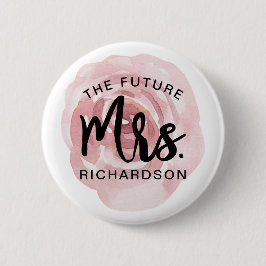 Badge Rond 5 Cm L'Avenir Mme Aquarelle Floral Pin