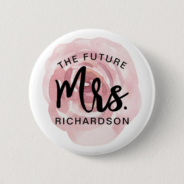 Badge Rond 5 Cm L'Avenir Mme Aquarelle Floral Pin (Devant)