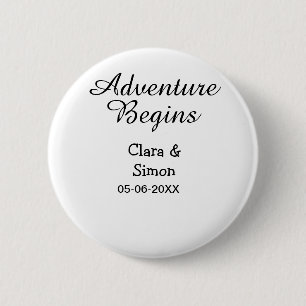 Badge Rond 5 Cm L'aventure commence nom du couple marié datsimple
