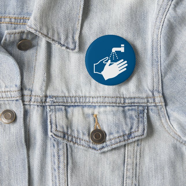 Badge Rond 5 Cm Laver votre signe mains (En situation)