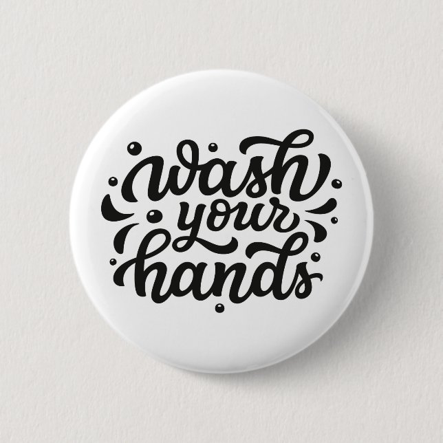 Badge Rond 5 Cm Lavez-vous les mains Lettres (Devant)
