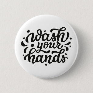 Badge Rond 5 Cm Lavez-vous les mains Lettres
