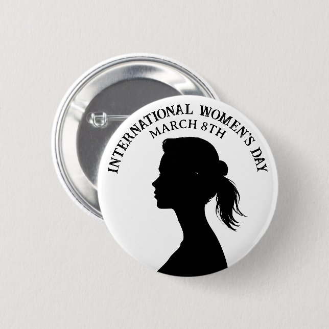 Badge Rond 5 Cm Le 8 mars est la Journée internationale de la femm (Devant & derrière)