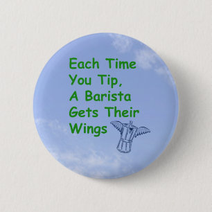 Badge Rond 5 Cm Le barman obtient le bouton d'ailes