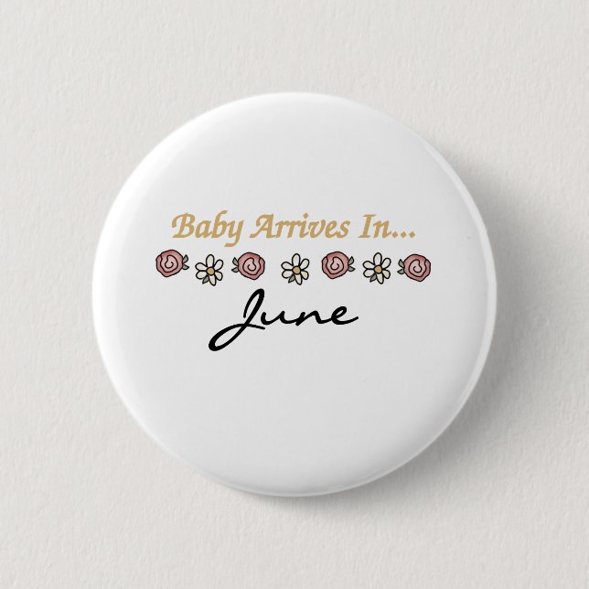 Badge Rond 5 Cm Le bébé arrive en juin (Devant)