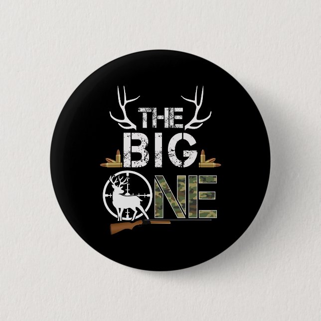Badge Rond 5 Cm Le Big One Birthday Boy Deer Hunter Camouflage 1s (Devant)
