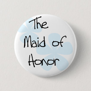 Badge Rond 5 Cm Le bleu fleurit la domestique de l'honneur