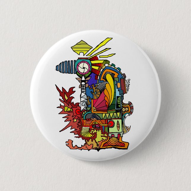 Badge Rond 5 Cm le bouton de lancement (Devant)