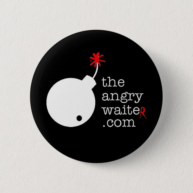 Badge Rond 5 Cm Le bouton fâché de serveur - noir (Devant)