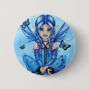 Badge Rond 5 Cm "" Le bouton féerique bleu