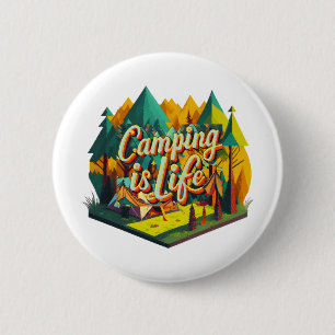 Badge Rond 5 Cm Le camping est la vie