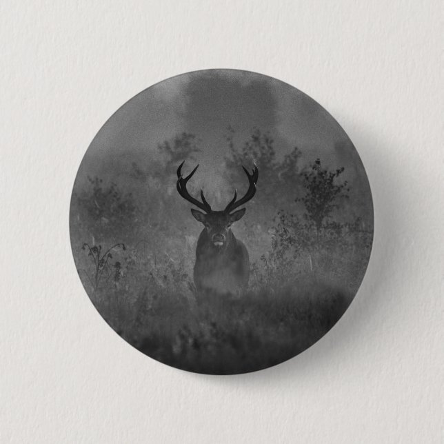 Badge Rond 5 Cm Le Cerf Dans La Mist (Devant)