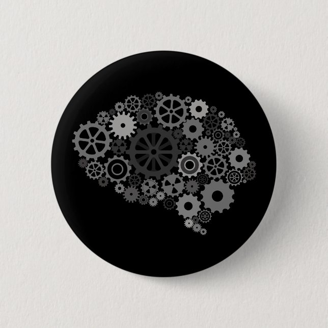 Badge Rond 5 Cm Le cerveau embraye le bouton (Devant)
