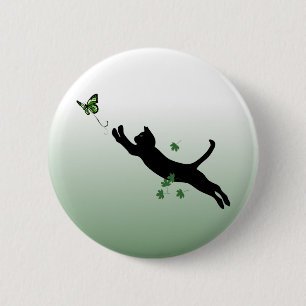 Badge Rond 5 Cm Le chat et le papillon