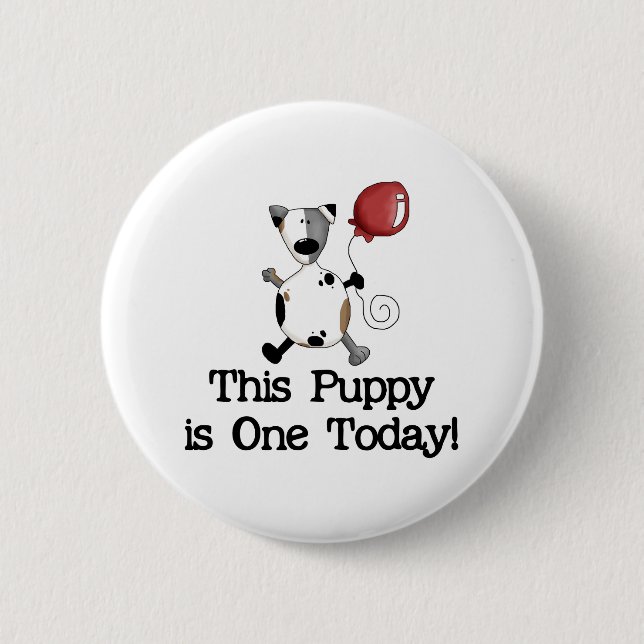 Badge Rond 5 Cm Le chiot est d'un anniversaire (Devant)
