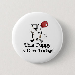 Badge Rond 5 Cm Le chiot est d'un anniversaire