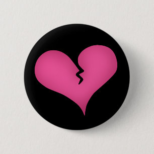 Badge Rond 5 Cm Le coeur brisé rose sur le style mignon triste
