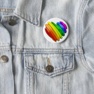 Badge Rond 5 Cm Le cœur sculptural tridimensionnel de SlipperyJoe