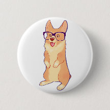 Le corgi prie le bouton