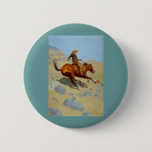 Badge Rond 5 Cm Le Cowboy de Frederic Remington (1902)