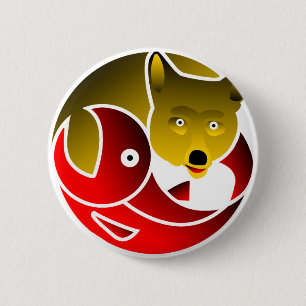 Badge Rond 5 Cm Le coyote libère le saumon
