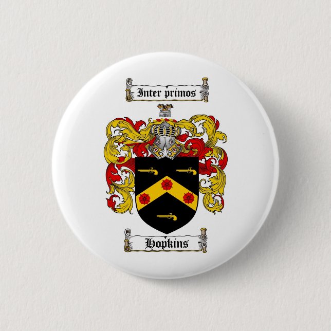 BADGE ROND 5 CM LE CREST DE FAMILLE DE HOPKINS - MANTEAU DE (Devant)