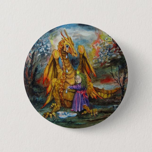 Badge Rond 5 Cm Le dragon déchire le bouton standard (Devant)