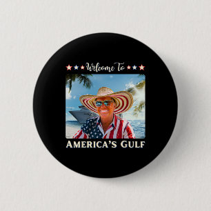 Badge Rond 5 Cm Le drapeau américain du Golfe Trump Sombrero Mexiq