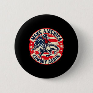 Badge Rond 5 Cm Le Drapeau vintage Western Rodeo Usa Fait De L'Amé