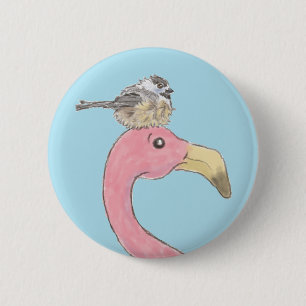 Badge Rond 5 Cm Le Flamant rose Rose Trouve Son Épingle Bouton D'H