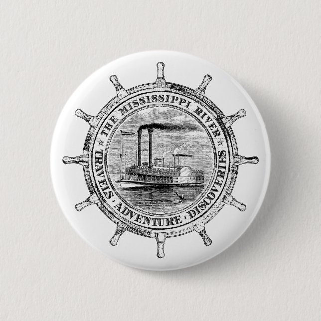 Badge Rond 5 Cm Le fleuve Mississippi. Voyages. Aventure. (Devant)