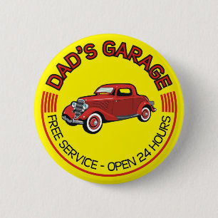 Badge Rond 5 Cm Le garage du papa pour le père qui a l'atelier de