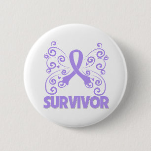 Badge Rond 5 Cm Le Général Cancer Survivor Butterfly