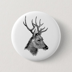 Badge Rond 5 Cm Le grand mâle de cerfs communs