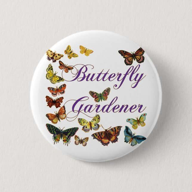 Badge Rond 5 Cm Le jardinier papillon dit : (Devant)