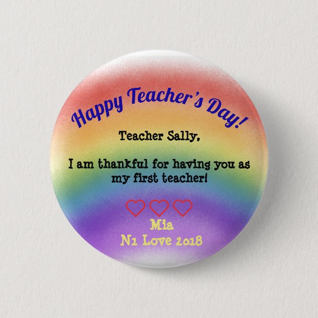 Badge Rond 5 Cm Le jour du professeur heureux (Devant)