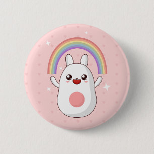 Badge Rond 5 Cm Le joyeux lapin arc-en-ciel
