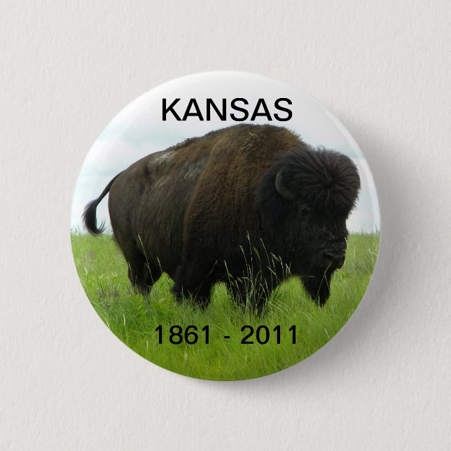 Badge Rond 5 Cm Le Kansas 1861 - 2011 (Devant)