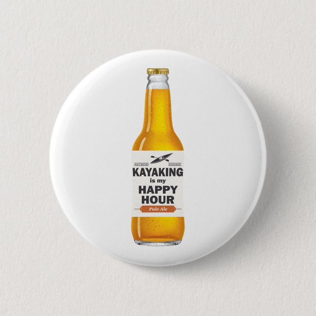 Badge Rond 5 Cm Le Kayak Est Mon Heureuse Heure (Devant)