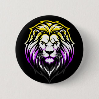 Badge Rond 5 Cm Le Lion Puissant - 'Tactical-Strike' Non-Binaire