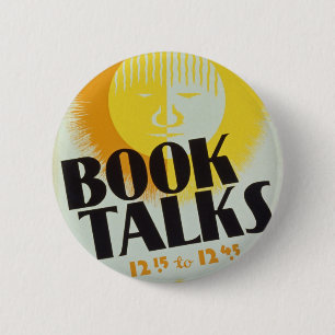 Badge Rond 5 Cm Le "livre vintage parle" l'insigne