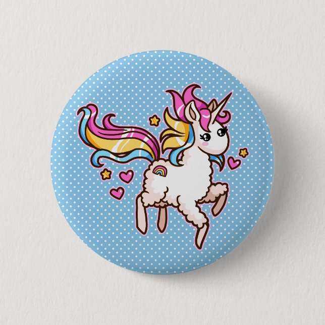 Badge Rond 5 Cm Le Llamacorn majestueux (Devant)